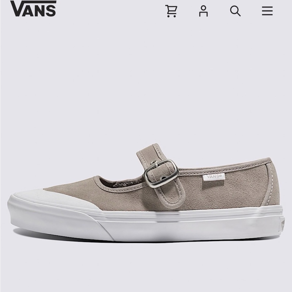 Vans Mary Jane Suede Sneaker in Taupe and White